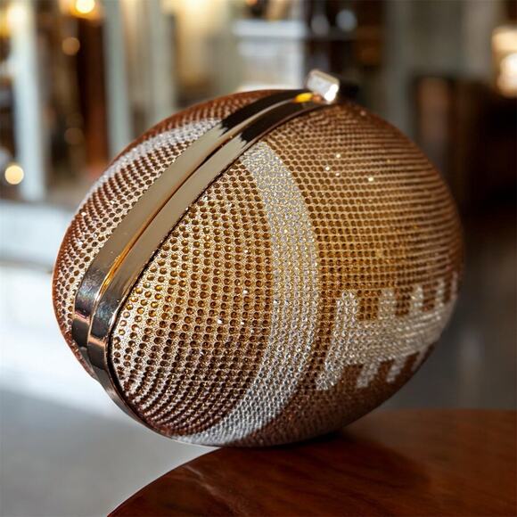 Football Clutch Purse with Rhinestone Bling Ball - Picture 2 of 7